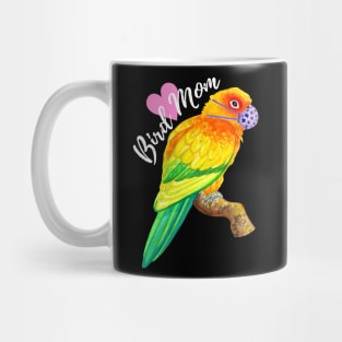 Bird Mom - Sun Conure Wears Mask Mug